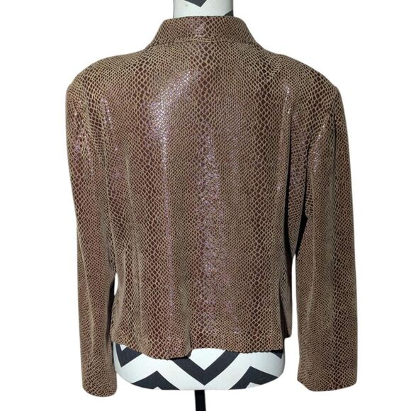 Joseph Ribkoff 14 Brown Snakeskin Print Full Zip Jacket Blazer - Picture 6 of 6